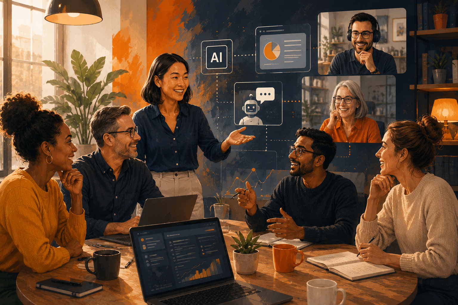 Remote leaders guiding AI adoption together
